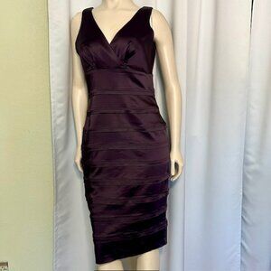 GUESS BY MARCIANO Purple Satin Bodycon V-Neck Sleeveless Midi Dress Size Large